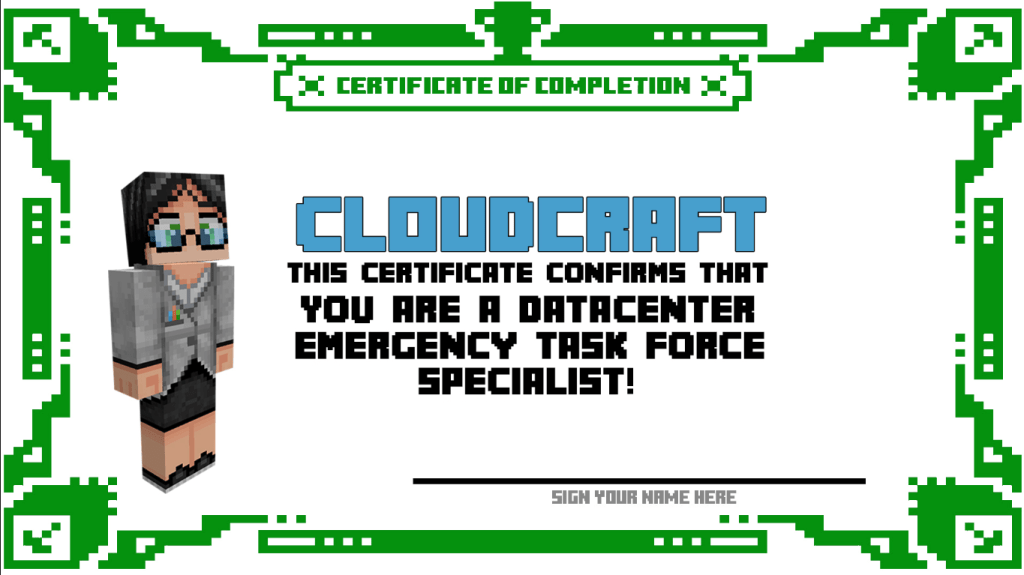 Certificates of completion minecraft blessing pt england school